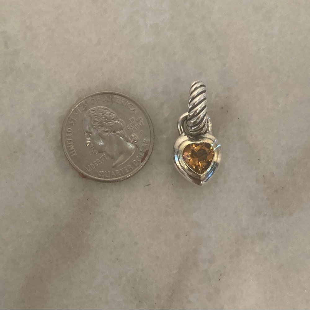David Yurman Citrine Heart Cable Pendant Enhancer - Picture 10 of 16